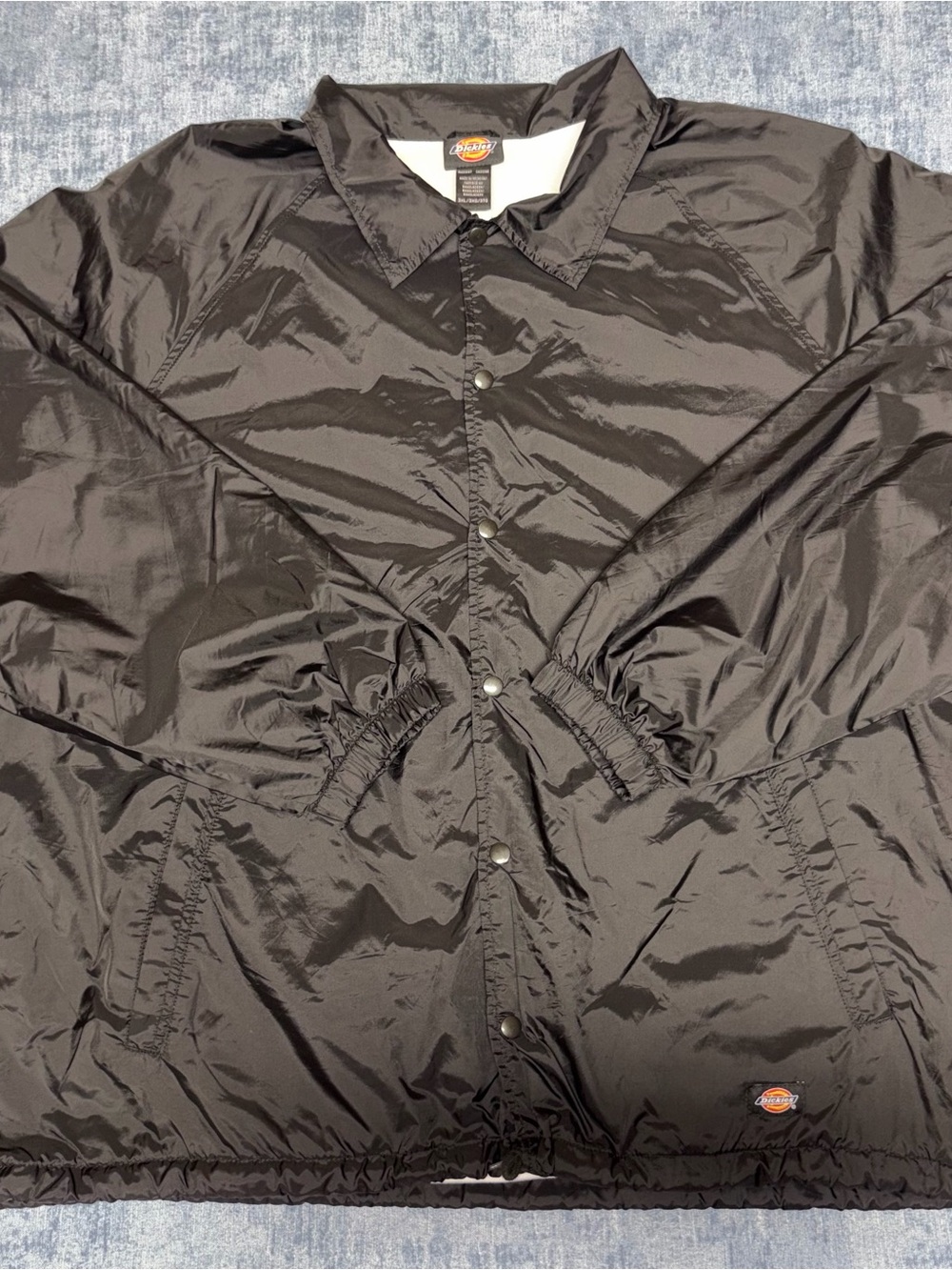 Dickies Jacket Mens 3XL Black Nylon Coach Windbreaker Snap Pockets Lined